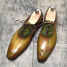 Handmade Men's Leather Dress Patina Derby Oxfords lace up Custom Shoes-760