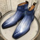Handmade Men's Leather Patina Ankle High Formal Men Shoes Stylish Boots-868