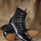 Handmade Men's Leather New Black Ankle High Buttoned Custom Made Boots-420