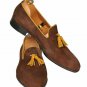 Handmade Men's Leather Brown Suede Tassel Loafers custom dress shoes-866