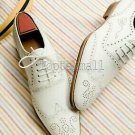 Handmade Men's Leather White Custom Brogue Top Quality Men Wedding shoes-781