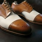 Handmade Men's Leather Two Tone Oxfords Dress Formal Luxury Custom Shoes-524