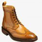 Handmade Men's Leather Lace-Up Derby Wingtip Ankle Marching Stylish Boots-909