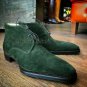 Handmade Men's Leather Suede Green Formal Dress Fashion Chukka Stylish Boots-427