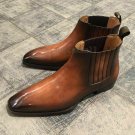 Handmade Men's Leather Chelsea Ankle High Dress Formal Custom Grade Boots-888