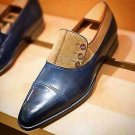 Handmade Men's Leather Two tone Oxfords Stylish Dress buttoned custom Shoes-865