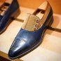 Handmade Men's Leather Two tone Oxfords Stylish Dress buttoned custom Shoes-865