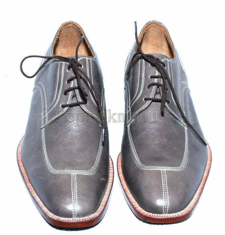 Handmade Men&acirc;��s Leather Gray Color Split Toe Lace up Premium Quality Shoes-867