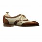 Handmade Women's Leather Two Tone Oxford Wingtip  Lace-Up Ribbon Shoes-906
