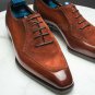 Handmade Men’s Leather & Suede Oxfords Wingtip Brown Square Toe Casual Shoes-929