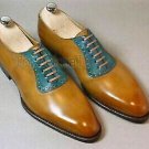 Handmade Men's Leather Oxford  Two Tone Lace Up Dress Unique Custom shoes-883