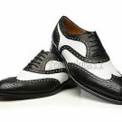 Handmade Men's Leather Two Tone Correspondent Oxfords Custom Black Shoes-821