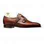 Handmade Women's Leather Genuine Black & Brown Double Monk Toe Cap Shoes-896