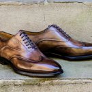 Handmade Men's Leather Lace up Oxfords Wingtip  Fashion Custom Dress Shoes-570