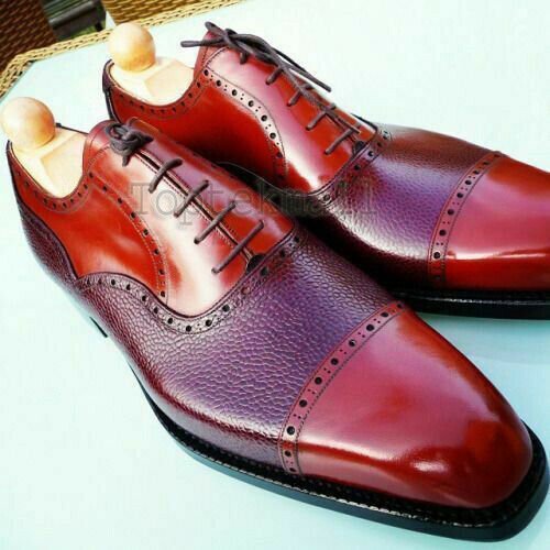 Handmade Men&acirc;��s Leather Oxfords Brogue Luxury Cap Toe New Grain Leather Shoes-934