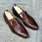 Handmade Men's Leather Two Tone Patina Whole Cut Loafers Custom made Shoes-418