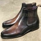 Handmade Men's Leather Patina Chelsea Dress Custom Made Grade Stylish Boots-736