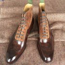 Handmade Men's Leather Ankle High Fashion Formal Wingtip Formal Derby Boots-947