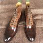 Handmade Men's Leather Ankle High Fashion Formal Wingtip Formal Derby Boots-947