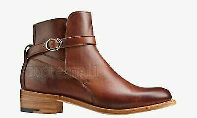 Handmade Women's Leather Premium Quality Chelsea Buckle Strap Formal Boots-952