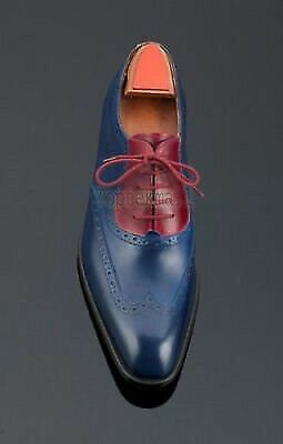 Handmade Men's New Super Leather Oxfords two tone leather custom made Shoes-321