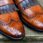 Handmade Men's Leather Super Stylish Tan Patina Monk Style Custom Made Shoes-452