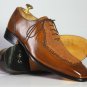 Handmade Men's Leather Oxfords Wingtip Brown Square Toe Suede Stylish Shoes-948