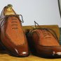 Handmade Men's Leather Oxfords Wingtip Brown Square Toe Suede Stylish Shoes-948