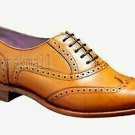 Handmade Women's Leather & Suede And Fabric Oxford Brogue Wingtip Shoes-910