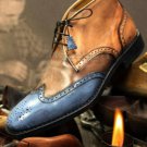 Handmade Men's Leather Multicolor Ankle High Fashion New Dress Lace up Boots-905