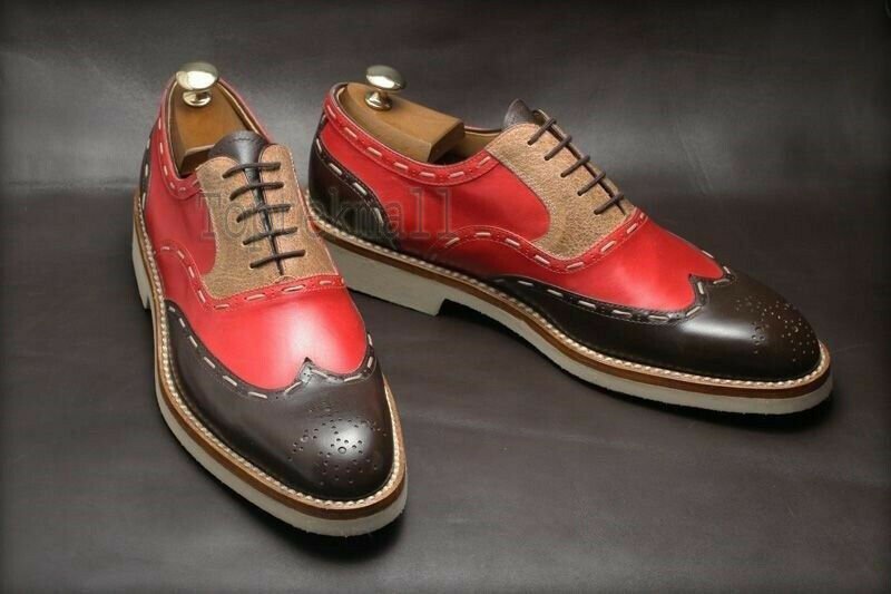 Handmade Men's Leather Brogue Suede plain combo Dress Top Quality Shoes-662