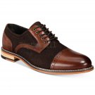 Handmade Men's Leather Brown Suede Cape Toe Lace Up Derby Custom Shoes-926