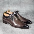 Handmade Men's Leather Wingtip Oxfords Patina Super Stylish Casual Shoes-862