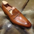 Handmade Men's Leather Brown Whole Cut Loafers Slip Ons Custom made shoes-782