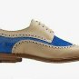 Handmade Women's Leather White & Blue Suede Oxford Brogue Wingtip Shoes-908