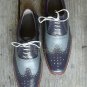 Handmade Men's Leather Oxfords Two Tone Blue Classic Whole cut custom shoes-903