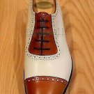Handmade Men's Leather Latest Two Tone Brown & White Oxfords Spectator Shoes-318
