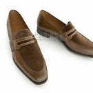 Handmade Men's Leather Brown Two Tone Tan Suede Loafers Custom Shoes-776
