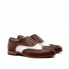 Handmade Men's Leather Oxfords Two Tone Wingtips Spectators Custom Shoes-777