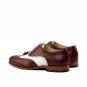 Handmade Men's Leather Oxfords Two Tone Wingtips Spectators Custom Shoes-777