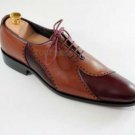 Handmade Men's Leather Oxfords Two Tone Brown  and Red Lace-Up Formal Shoes-931