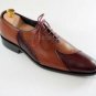 Handmade Men's Leather Oxfords Two Tone Brown  and Red Lace-Up Formal Shoes-931