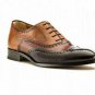 Handmade Men's Leather Brogues Brown Oxfords custom made Two Tone Shoes-898