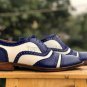 Handmade Men's Leather Oxfords Wingtip Two Tone Casual Fashion lace up Shoes-739