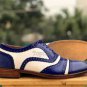 Handmade Men's Leather Oxfords Wingtip Two Tone Casual Fashion lace up Shoes-739