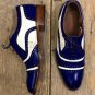 Handmade Men's Leather Oxfords Wingtip Two Tone Casual Fashion lace up Shoes-739