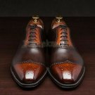 Handmade Men's Leather Oxfords Simple Brogue Lace Up Shaded Wingtip Shoes-350