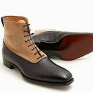 Handmade Men's Leather Two Tone Ankle High Super Stylish Custom made Boots-817