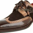 Handmade Men's Leather Brown Two Tone dress lace up Oxfords Brogues shoes-889