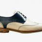 Handmade Women's Leather Two Tone White & Black Wingtip Derby Shoes-911